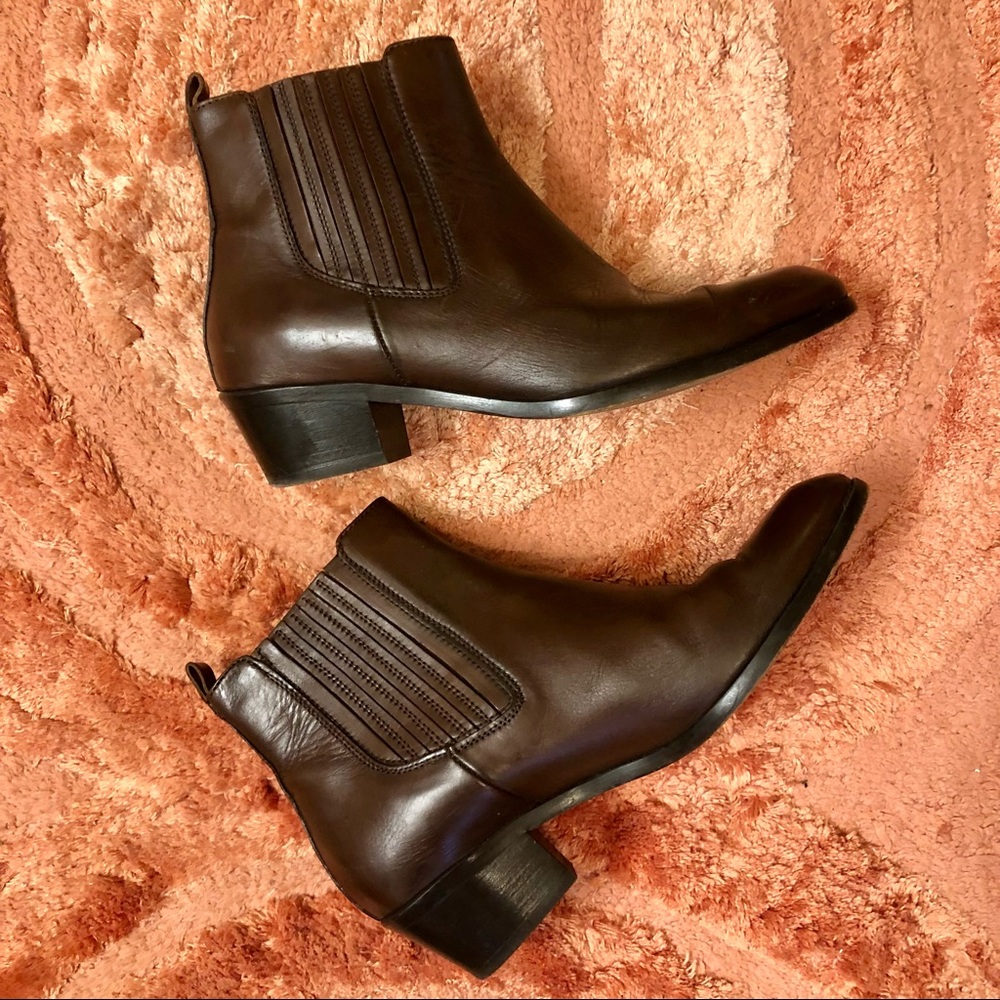 J. Crew! Leather! Dark Brown Chelsea Ankle Boots / Booties